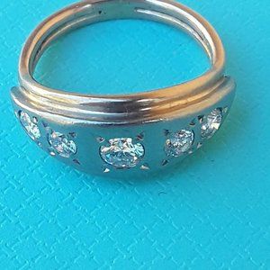 Vintage USSR Soviet Rose Gold 14k and Platinum  Ring with  Diamonds